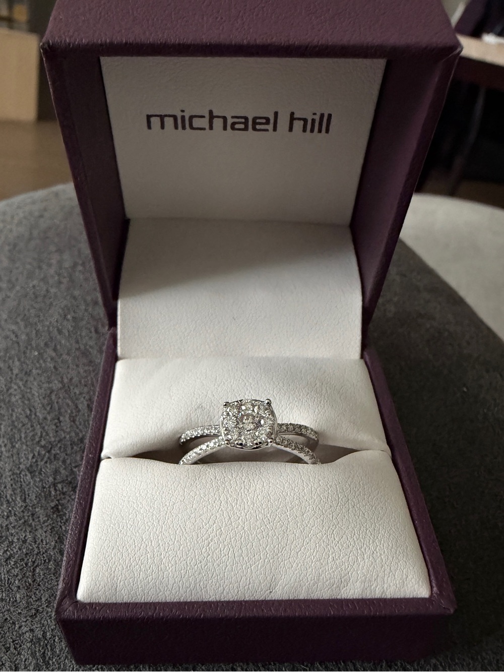 White Gold Diamond Halo Engagement Ring - White